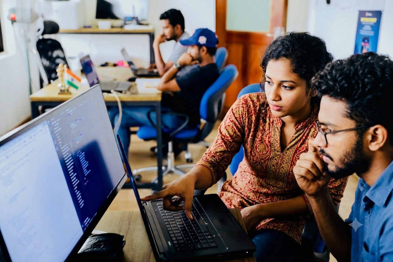 Senior engineer mentoring a graduate developer